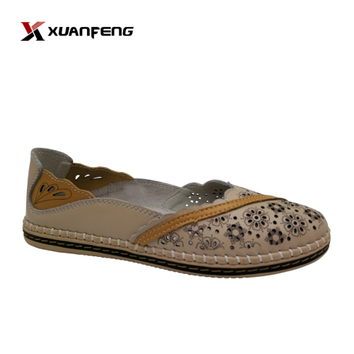 2020 Wholesale High Quality Women Leather Casual Shoes Flat Slip-on Shoes