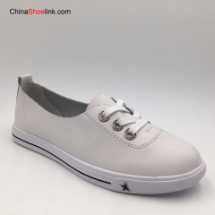 OEM ODM Summer Female Leather Flats Shoe Wholesale Ladies Casual Flat Shoes for Women