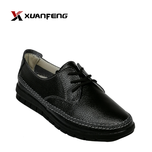 High Quality Women's Comfort Shoes Black Genuine Leather Flat Shoes  