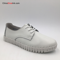 2020 Female White Flat Shoes School Girl Ladies Women Genuine Leather Dress Shoes