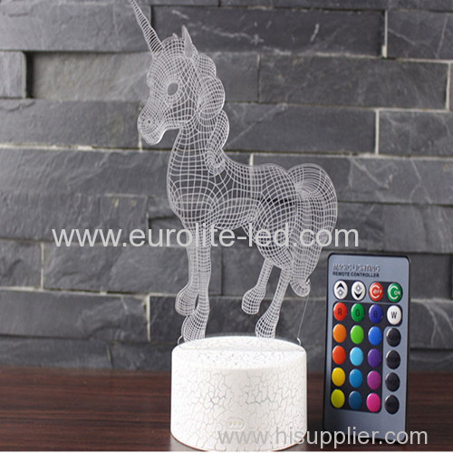 Led Acrylic Unicorn 3D Colours Sleep Kids Gift Room Decration Night Light