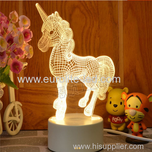 Led Acrylic Unicorn 3D Kids Gift Decration Night Light