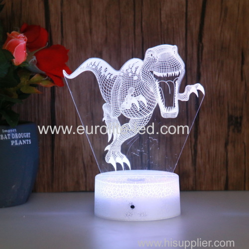 Led Acrylic Dinosaur 3D Colours Kids Gift Room Decration Night Light