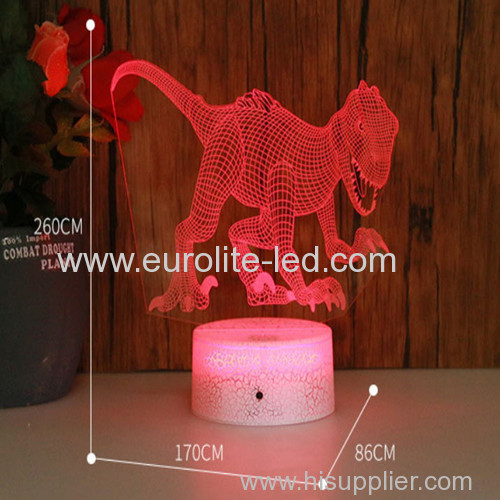 Led Acrylic Dinosaur 3D Colours Fire Cracks Kids Gift Room Decration Night Light