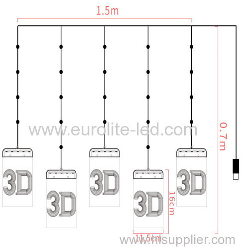 Led Acrylic 3D USB Decoration Pendant Holiday Icicle Light