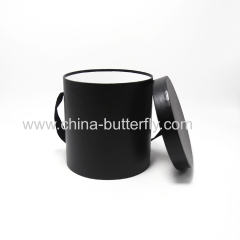 Round Flower Hat Box White & Black With Satin Ribbon