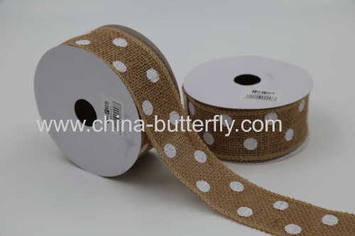 Jute Ribbon With Dots / Stars Pattern