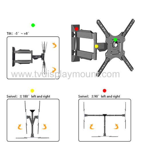 Articulating Full Motion Multi Position for 17-inch To 56-inch Tv Accessible Tilt Mechanism with 180° Swivel Functio