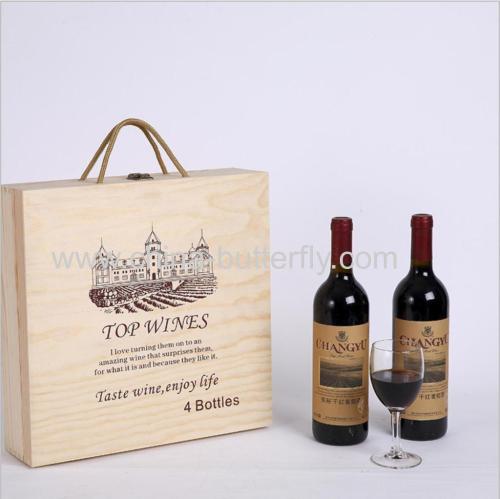 Wood Wine Box 4 Bottles