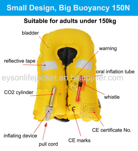 Eyson Wholesale Custom 150N Inflatable Life Vest Adult