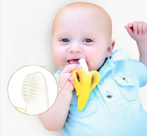  Wholesale Banana Infant Silicone Training Toothbrush and Teether