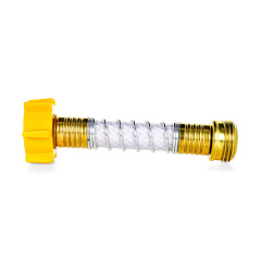Kink free garden hose connector with steel spring