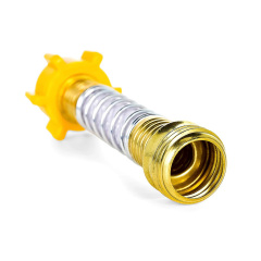 Kink free garden hose connector with steel spring