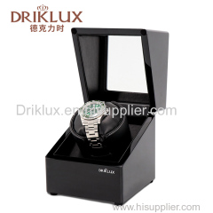 DRIKLUX Wooden Black Watch Winder Box Quiet Motor Storage Display