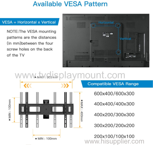 Full Motion LCD TV Wall Mounts 32"-70" Screen 180° Swivel