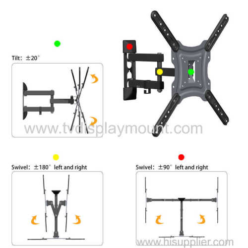 Full Motion LCD TV Wall Mounts 17"-56" Screen 180° Swivel