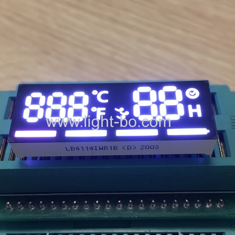 Kundenspezifische ultraweiße / rote 7-Segment-LED-Anzeige gemeinsame Anode für Temperatur- / Timer-Anzeige