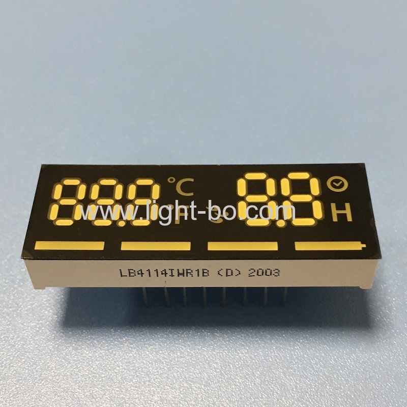 Kundenspezifische ultraweiße / rote 7-Segment-LED-Anzeige gemeinsame Anode für Temperatur- / Timer-Anzeige