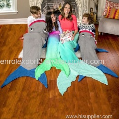 Mermaid Tail shark Blanket Kids Adults Plush Soft Flannel Fleece All Seasons Sleeping Blanket Fish Scale Design blankets