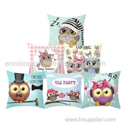 Cushion Cover Bed Lovely Pillow Case High Quality Cartoon Popular Owl Printed cushion case