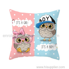 Cushion Cover Bed Lovely Pillow Case High Quality Cartoon Popular Owl Printed cushion case