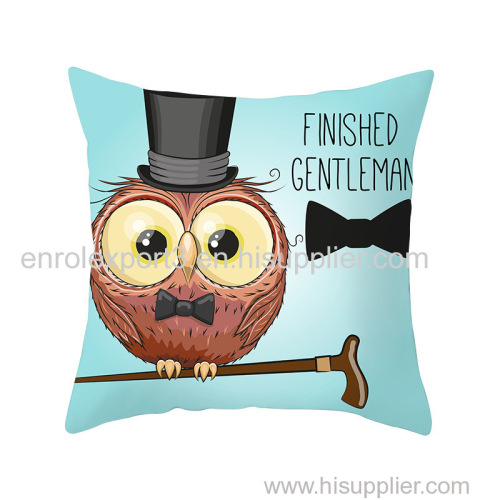 Cushion Cover Bed Lovely Pillow Case High Quality Cartoon Popular Owl Printed cushion case