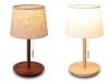 Light Brown& Walnut Wooden Table Lamp with USB Charging Port