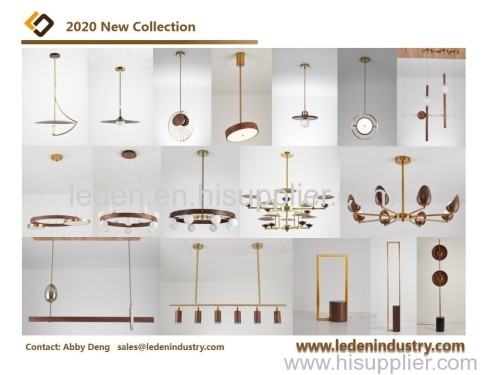 Walnut and Gold Luxury Chandelier Lighting Modern Wood Pendant Lamp