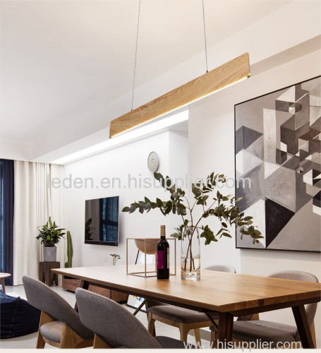 Office Linear Wooden Pendant Hanging Light Natural Material Wood Light Pendant