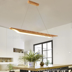 Office Linear Wooden Pendant Hanging Light Natural Material Wood Light Pendant