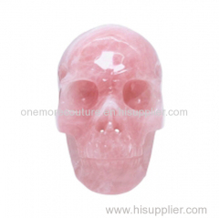 Realistic hollow skull rose quartz human skull