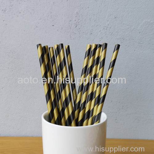 Black And Brown Big Striped Drinking Paper Straws