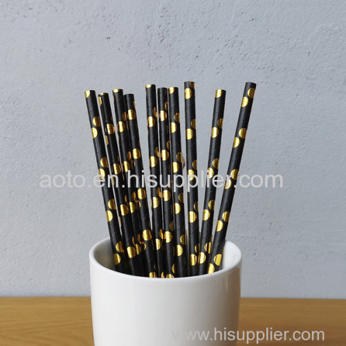 Gold Big Polka Dot Drinking Paper Straws