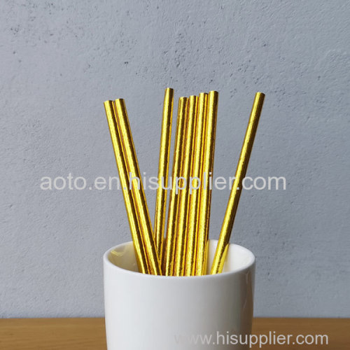 Gold Metallic Drinking Paper Straws