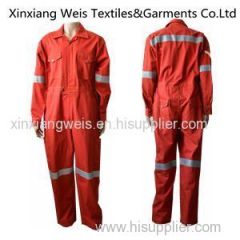 Oil Field 100 Fr Cotton Coveralls With Reflective Tape Flame Retardant