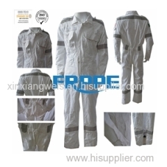 White Ripstop Lightweight Fire Retardant Coveralls High Tenacity 180gsm