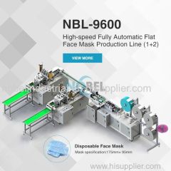 NBL-9600 High-speed Fully Automatic Flat Face Mask Production Line (1+2) Face Mask Machine Manufacturer