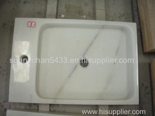 White Jade Marble Bathroom Washbasin