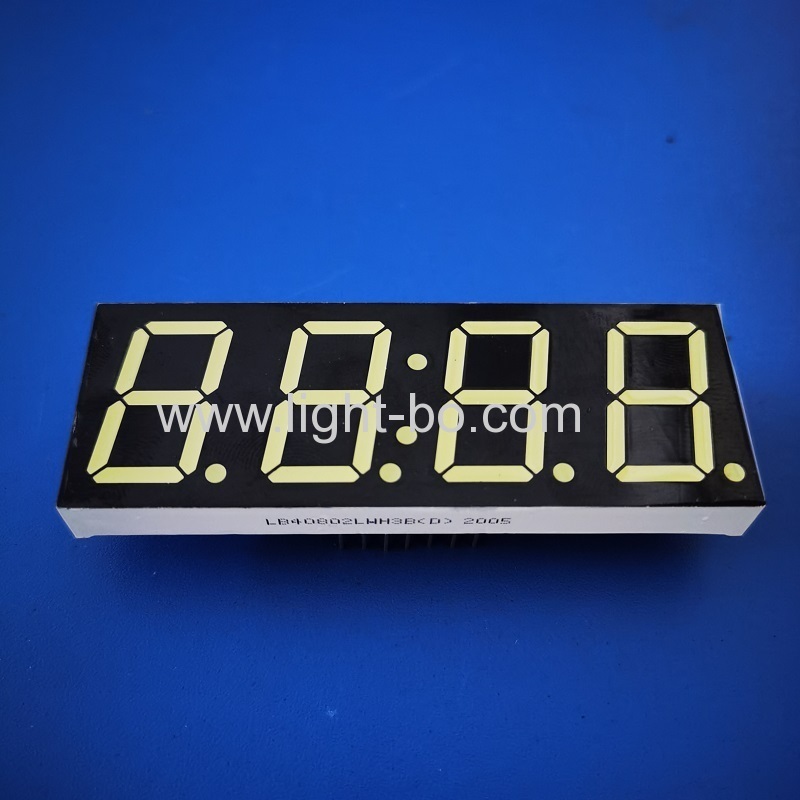 Ultra branco 0.8 polegada 4 dígitos 7 segmento levou exibição de relógio catodo comum para relógio temporizador