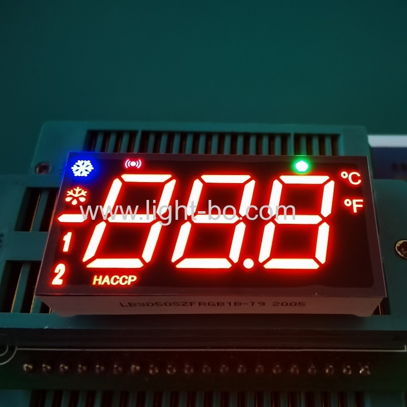 conception personnalisée d'un écran LED multicolore à trois chiffres à 7 segments pour le contrôle du réfrigérateur