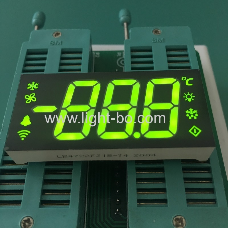 cátodo común de pantalla de 7 dígitos de triple dígito verde súper brillante para controlador de refrigerador