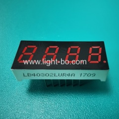 Ultra Red 0.3inch 4 digit 7 segment led display with Red segments black surface