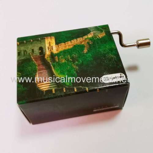 WOODEN BASE PRINTED PAPER PACKAGING PERSONALIZED MUSIC BOX