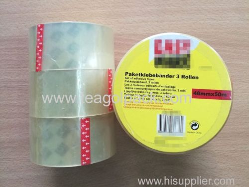 Set of 3 Adhesive Packing Tape 48mmx50M Clear Brown