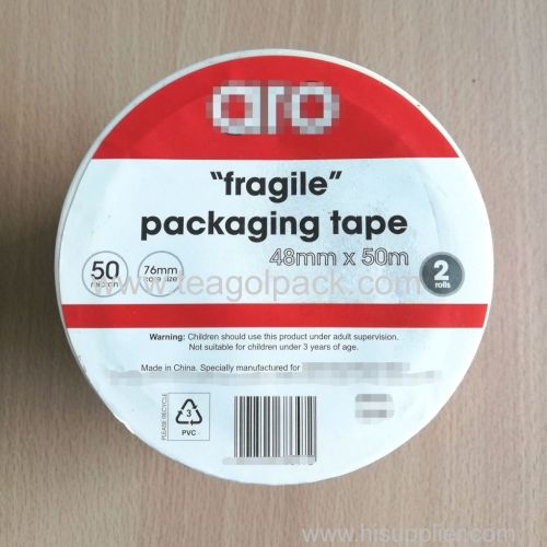 Set of 2 Packaging Tape 48mmx50M with  Fragile  Printed