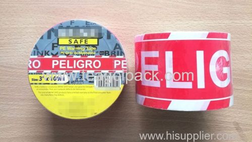 Barrier Tape Red/White 3"x100M With White"PELIGRO" Printed PE Nont-Adhesive Warning Tape