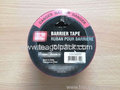 3"x300feetx2mil (7.62cmx91.4Mx2Mil) Red Danger Tape (Red Background with Black "Danger" Printing) PE Non-Adhesive