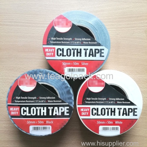 Cloth Tape Heavy Duty 50mmx50M White Black Silver