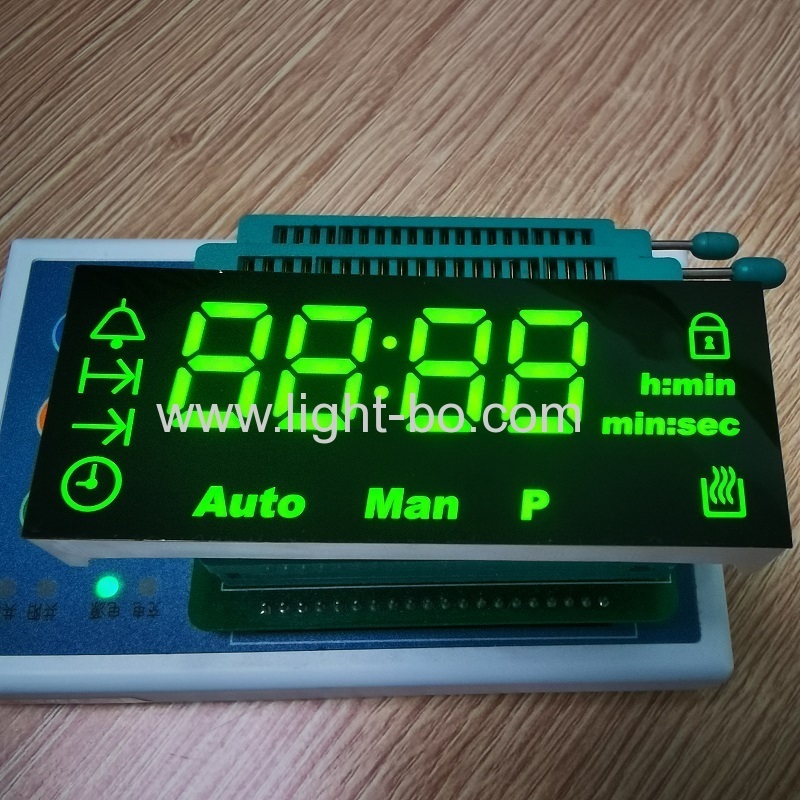 display led personalizzato a 4 cifre a 7 segmenti verde brillante per indicatore timer forno