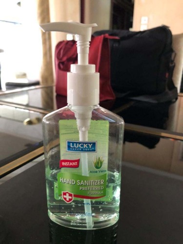 8oz 250ml square clear pet bottle with bamboo pump hand sanitizer container